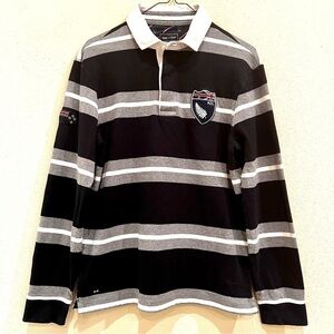 EDEN PARK Rugby 🏉 NeW Zealand BICOLOR STRIPES long sleeve polo shirt men size M